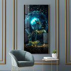 Modern Fantasy Deer Acrylic Wall Painting with Glowing Galaxy Effect and Artistic Golden Finish