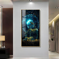 Modern Fantasy Deer Acrylic Wall Painting with Glowing Galaxy Effect and Artistic Golden Finish