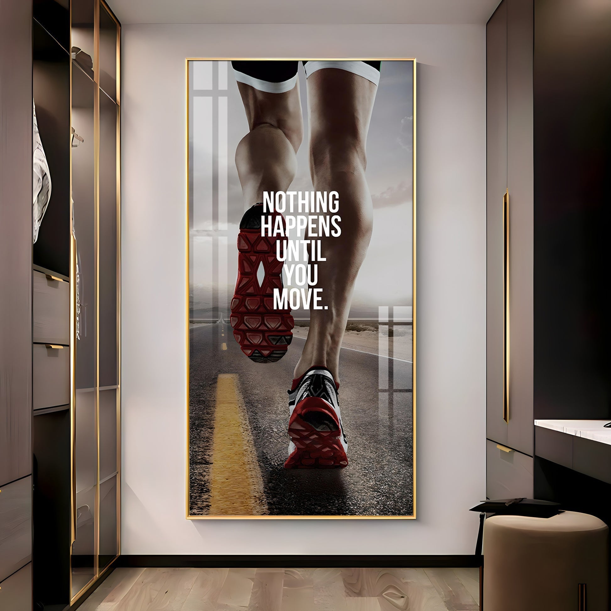 Workout Motivation Acrylic Wall Painting with Powerful Running Quote