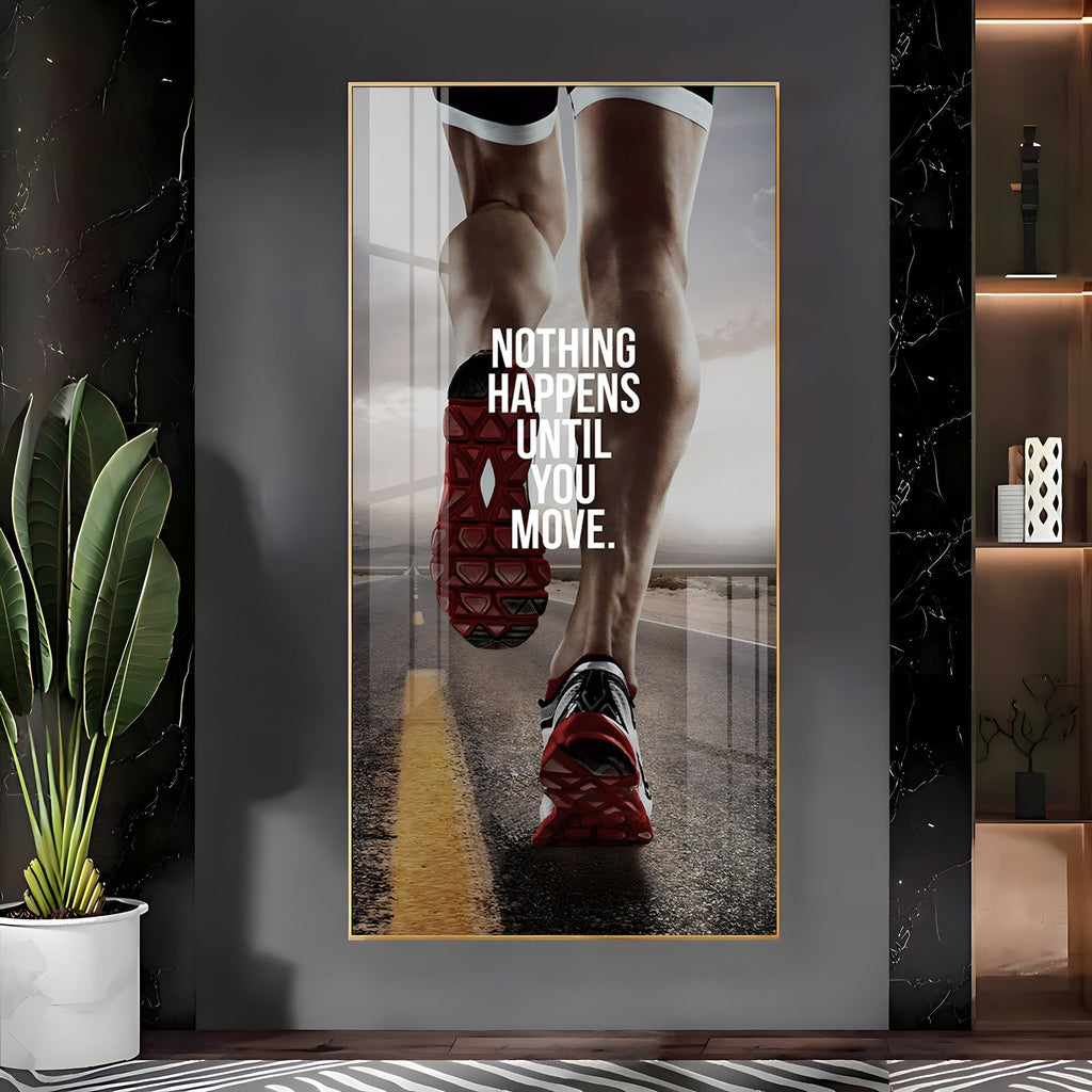 Workout Motivation Acrylic Wall Painting with Powerful Running Quote