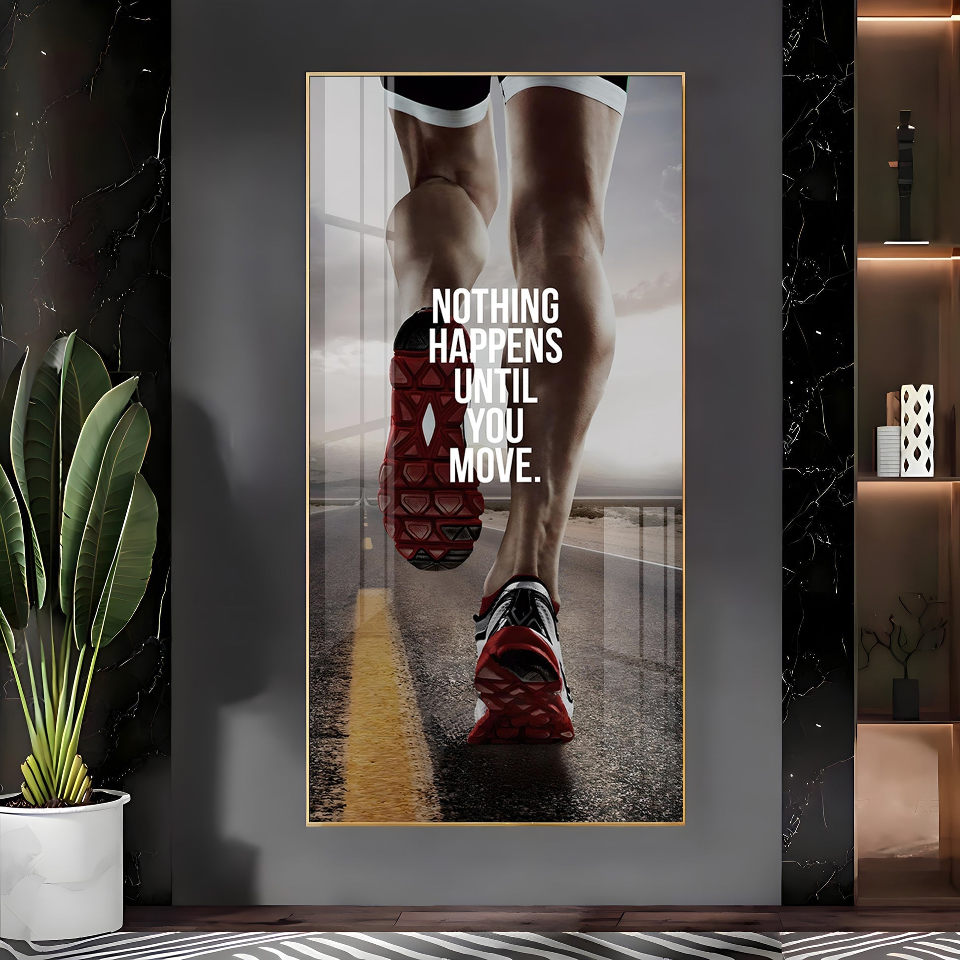 Workout Motivation Acrylic Wall Painting with Powerful Running Quote