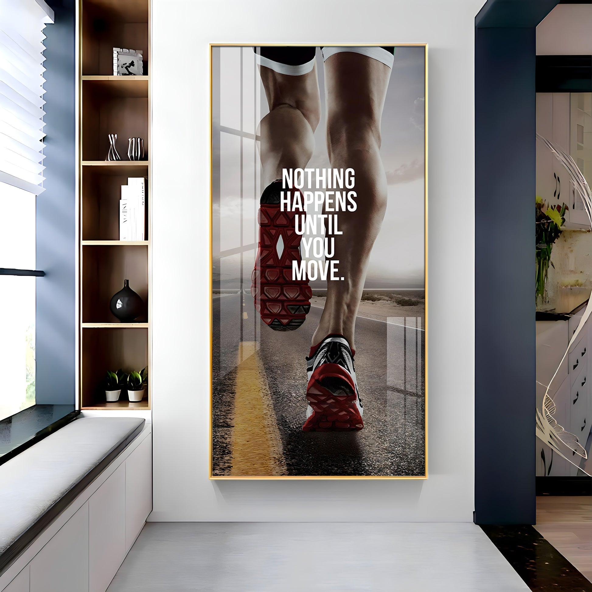 Workout Motivation Acrylic Wall Painting with Powerful Running Quote
