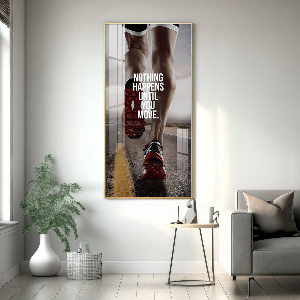 Workout Motivation Acrylic Wall Painting with Powerful Running Quote