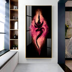 Modern Shiva Symbol Acrylic Wall Painting with Red and Black Background