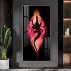 Modern Shiva Symbol Acrylic Wall Painting with Red and Black Background