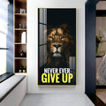 Strong Lion Face Acrylic Wall Painting with Inspirational Message