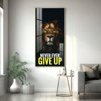 Strong Lion Face Acrylic Wall Painting with Inspirational Message