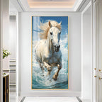 White Horse in Water Acrylic Wall Painting with Fresh and Calm Look