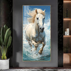 White Horse in Water Acrylic Wall Painting with Fresh and Calm Look