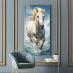 White Horse in Water Acrylic Wall Painting with Fresh and Calm Look