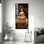 Peaceful Meditation Buddha Wall Painting with Lotus Base Design