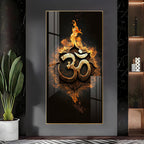 Powerful Om Symbol Wall Art with Flame Effect for Modern Decor