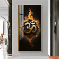 Powerful Om Symbol Wall Art with Flame Effect for Modern Decor