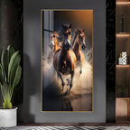 Running Horses Acrylic Wall Painting with Water Splash for Modern Decor
