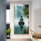 Calm Buddha Meditation Artwork Acrylic Wall Painting with Forest Background