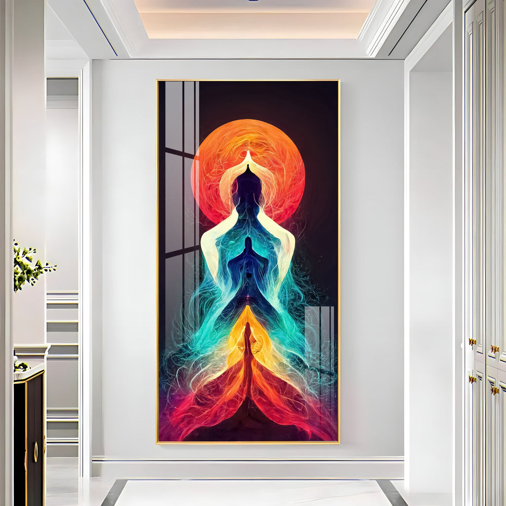 Colorful Meditation Art Acrylic Wall Painting with Energy Aura Design