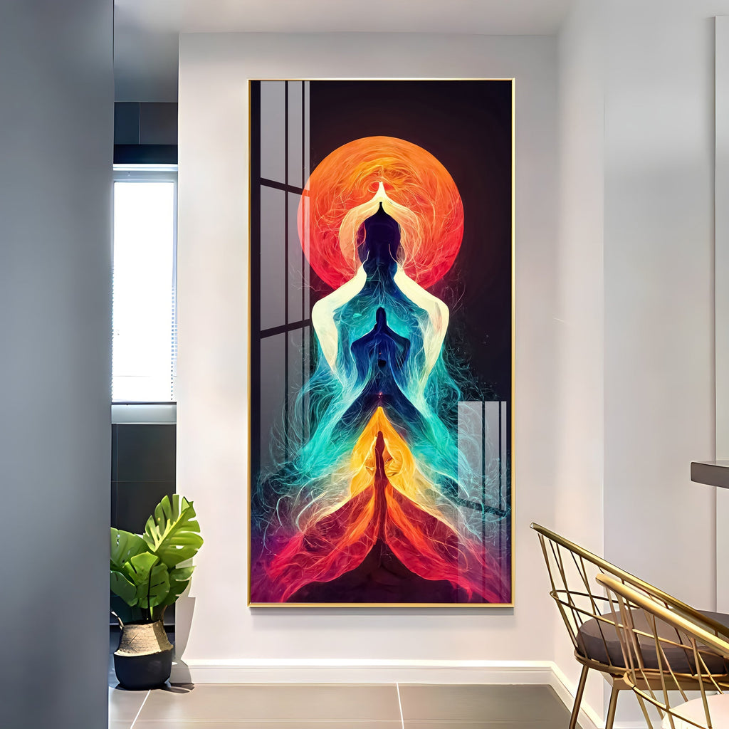 Colorful Meditation Art Acrylic Wall Painting with Energy Aura Design