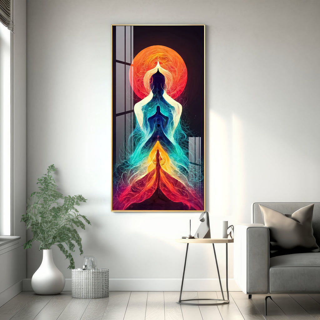 Colorful Meditation Art Acrylic Wall Painting with Energy Aura Design