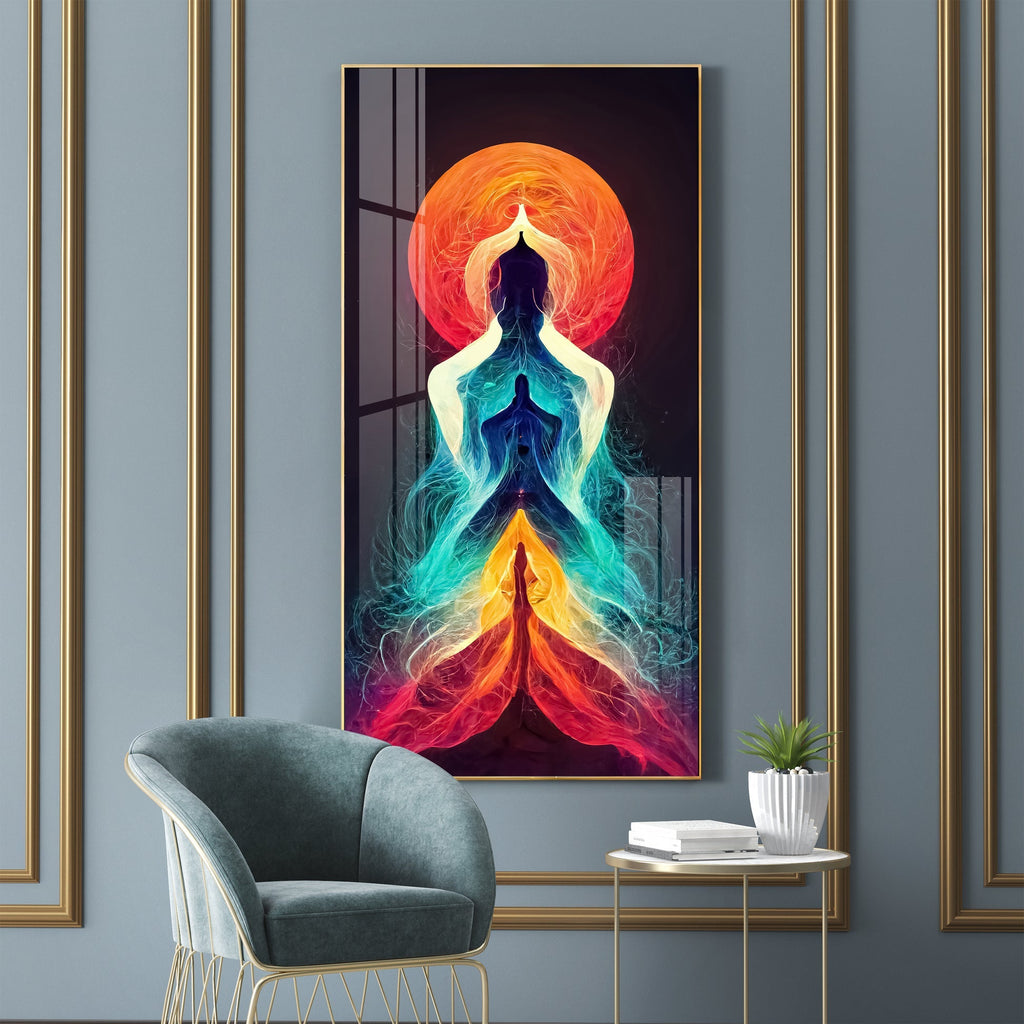 Colorful Meditation Art Acrylic Wall Painting with Energy Aura Design