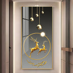 Elegant Gold Deer Artwork Acrylic Wall Painting for Luxury Home Decor