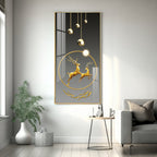 Elegant Gold Deer Artwork Acrylic Wall Painting for Luxury Home Decor