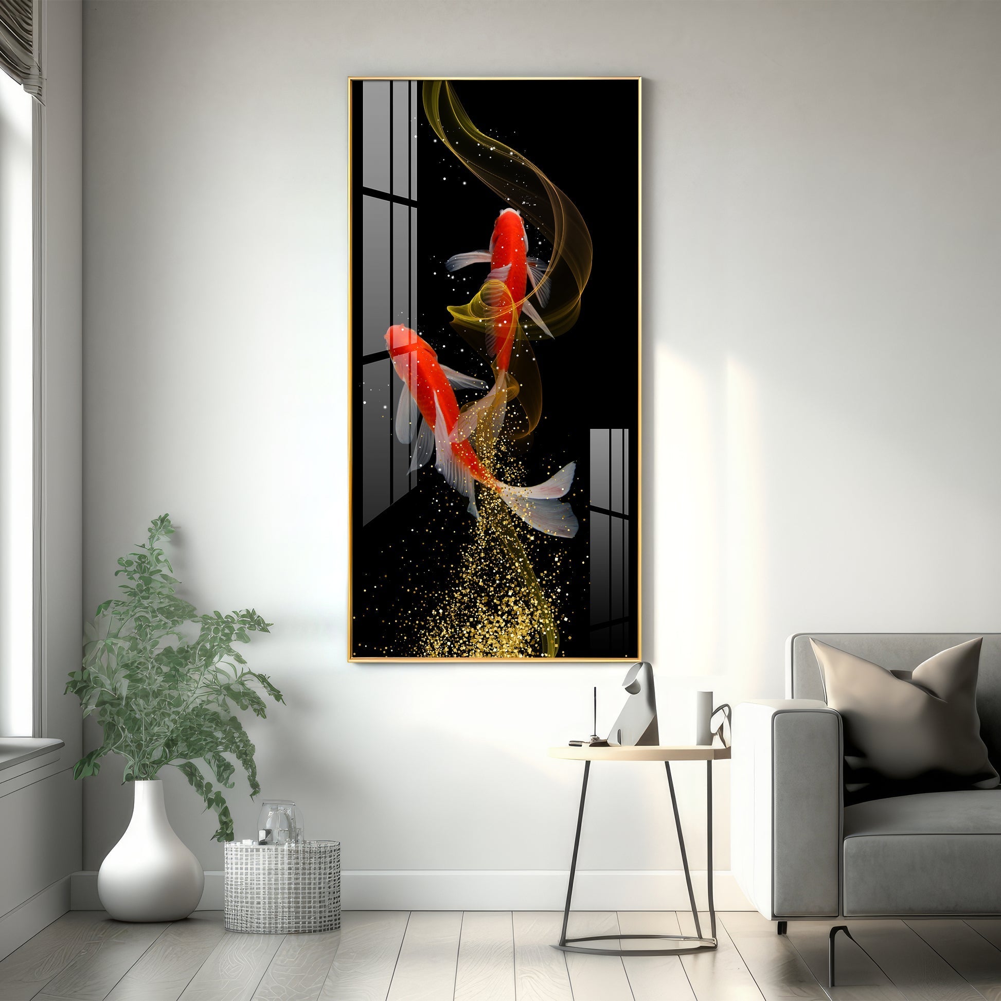 Stylish Fish Theme Acrylic Wall Painting for Office and Bedroom Walls
