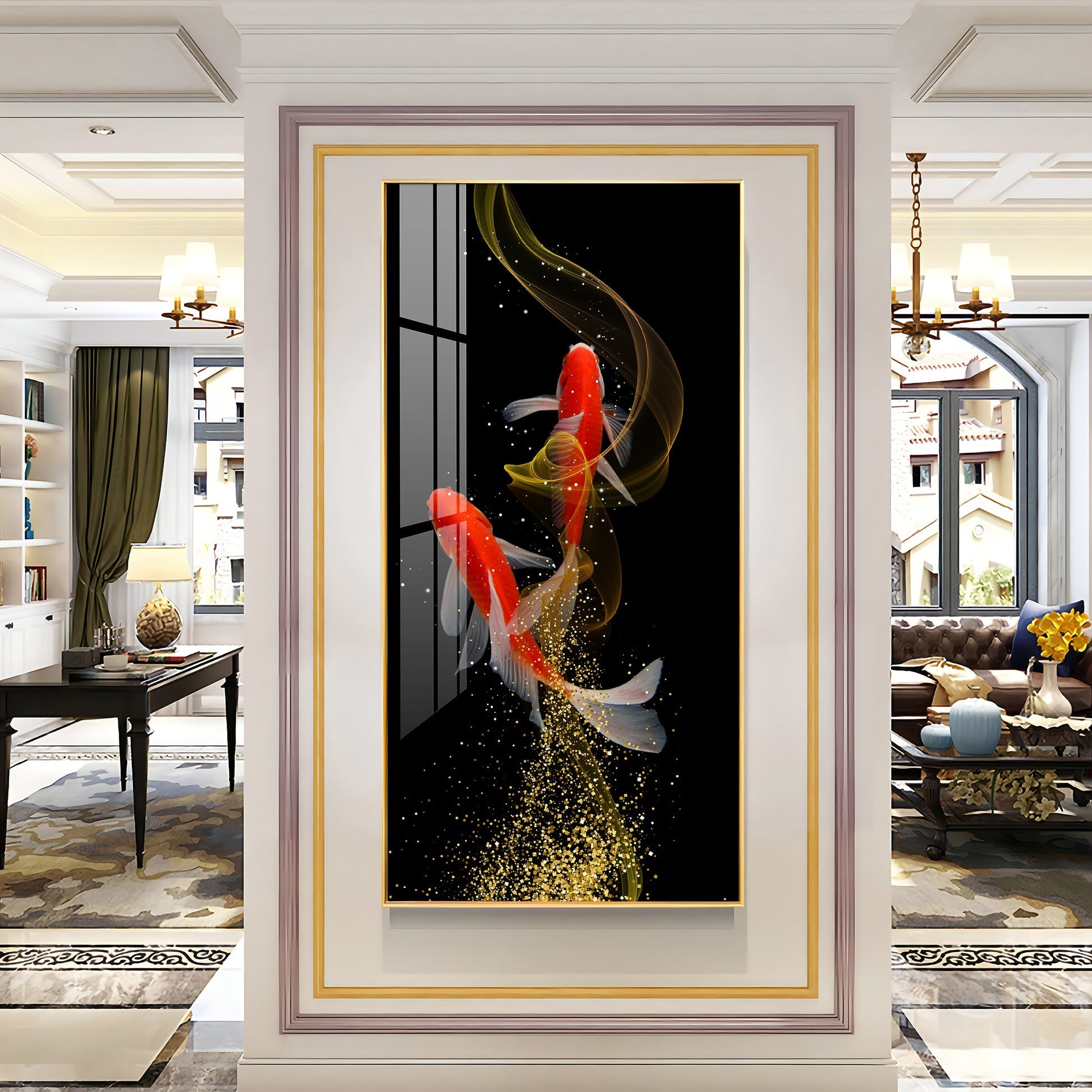 Stylish Fish Theme Acrylic Wall Painting for Office and Bedroom Walls
