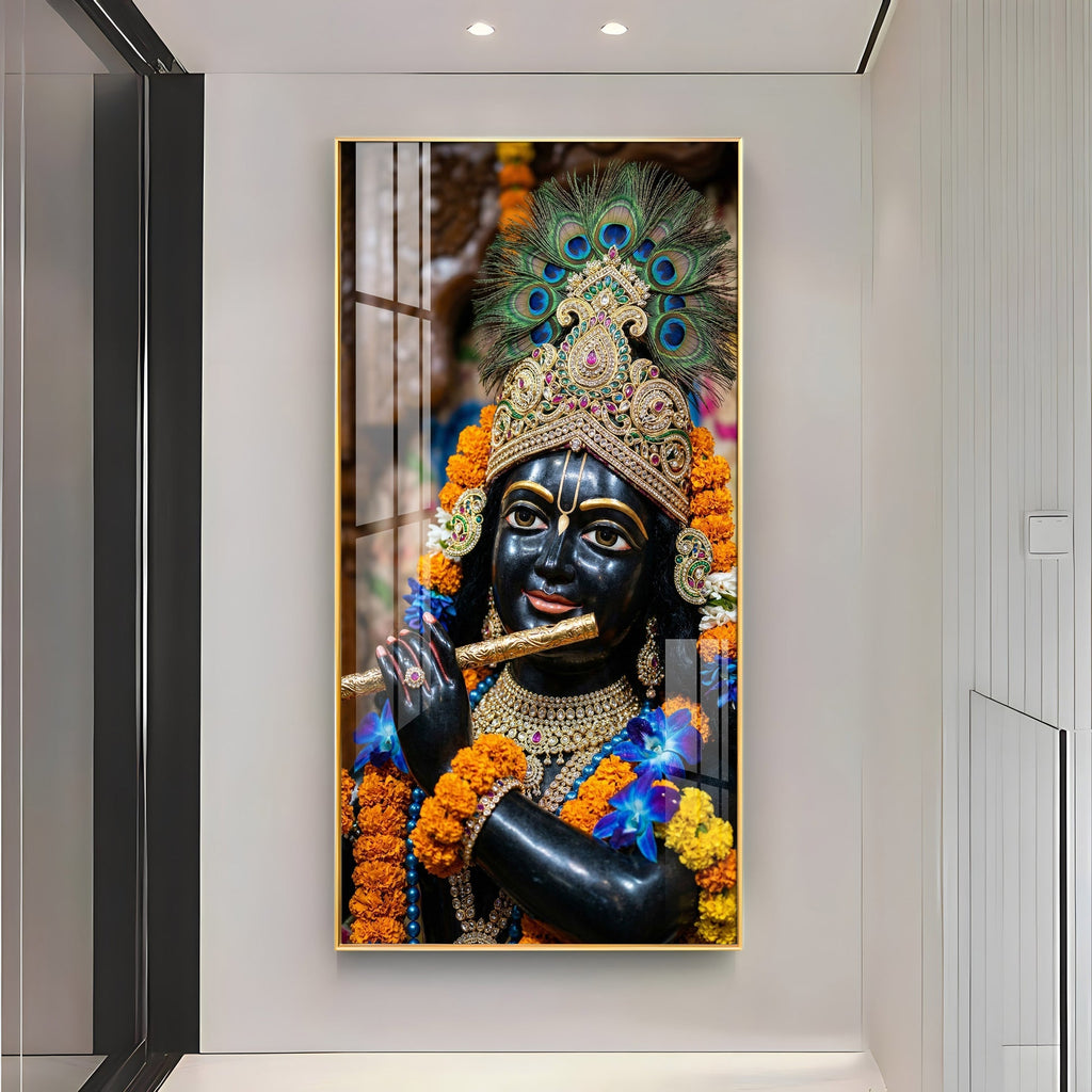 Elegant Spiritual Acrylic Wall Painting of Lord Krishna for Peaceful Interiors