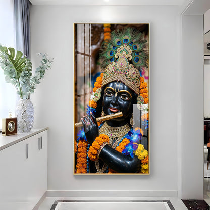 Elegant Spiritual Acrylic Wall Painting of Lord Krishna for Peaceful Interiors