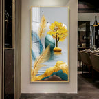 Modern Feather and Tree Design Acrylic Wall Painting for Living Room Decor