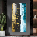 Premium Ocean Waves Acrylic Wall Painting with Flying Birds Design