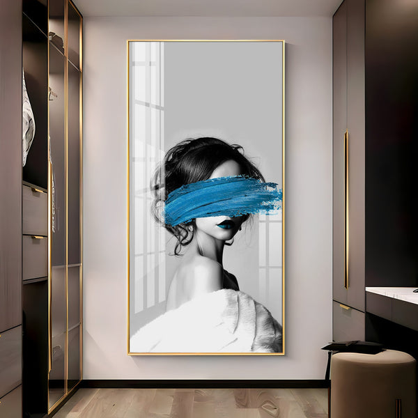 Elegant Black and White Acrylic Wall Painting with Artistic Face Concept