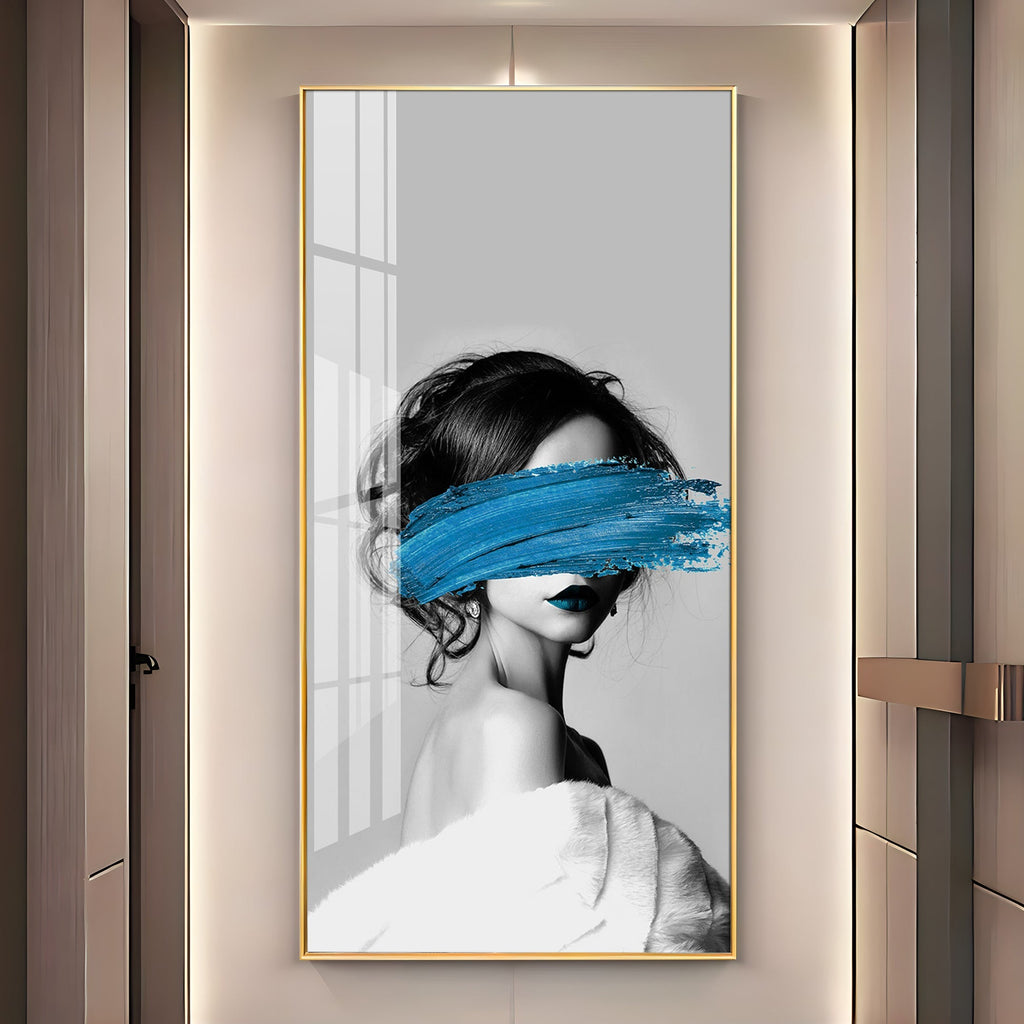 Elegant Black and White Acrylic Wall Painting with Artistic Face Concept