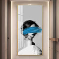Elegant Black and White Acrylic Wall Painting with Artistic Face Concept