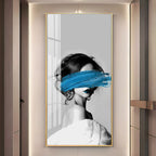 Elegant Black and White Acrylic Wall Painting with Artistic Face Concept