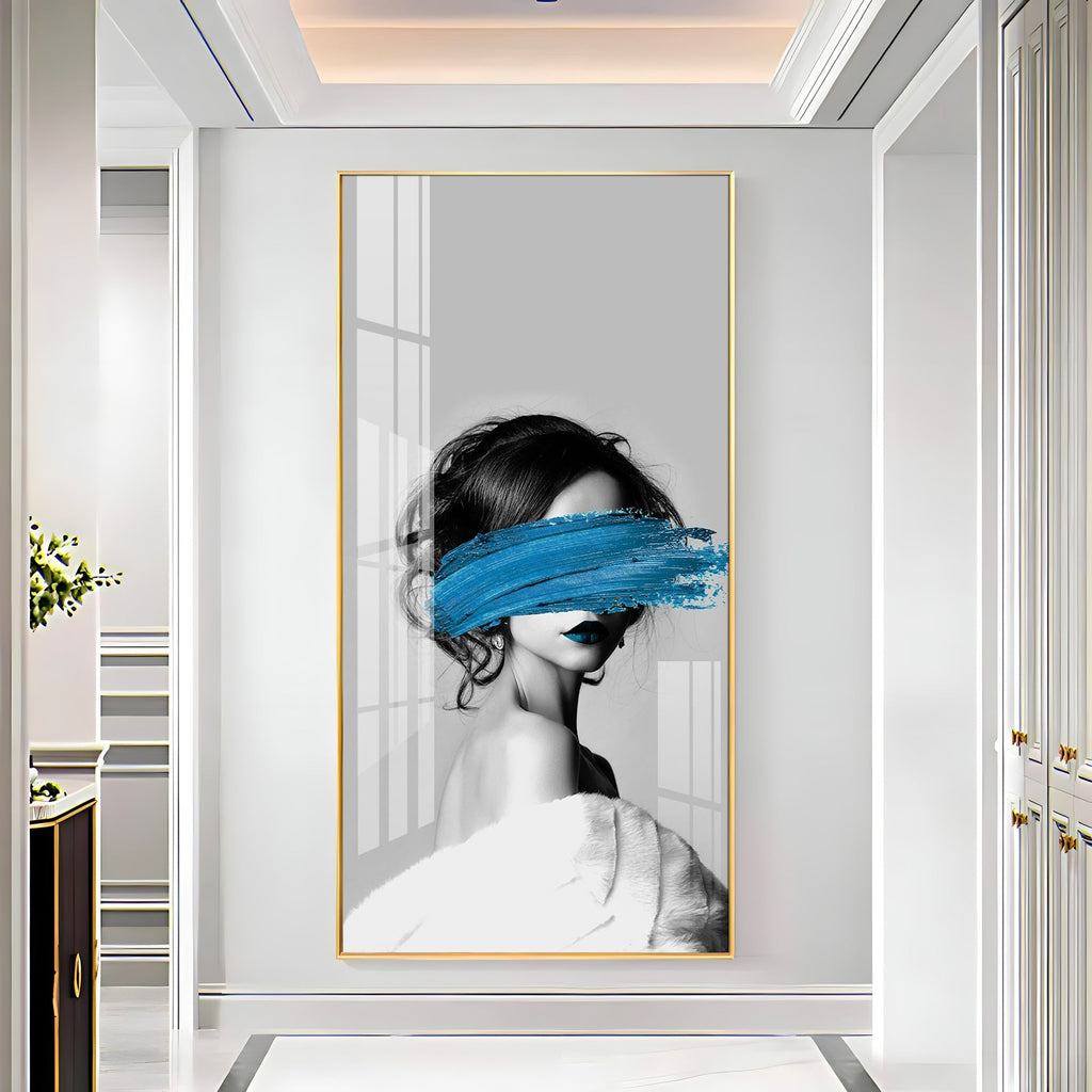 Elegant Black and White Acrylic Wall Painting with Artistic Face Concept