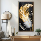 Premium Decorative Acrylic Wall Painting with Stylish Feather Composition