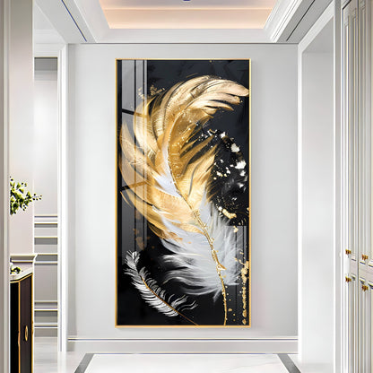 Premium Decorative Acrylic Wall Painting with Stylish Feather Composition