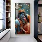 Premium Devotional Acrylic Wall Painting with Radha Krishna Design