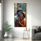 Premium Devotional Acrylic Wall Painting with Radha Krishna Design