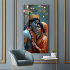 Premium Devotional Acrylic Wall Painting with Radha Krishna Design