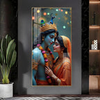 Premium Devotional Acrylic Wall Painting with Radha Krishna Design