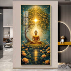 Elegant Mindfulness Acrylic Wall Painting with Golden Glow Design