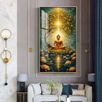 Elegant Mindfulness Acrylic Wall Painting with Golden Glow Design