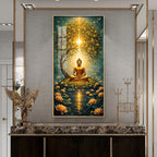 Elegant Mindfulness Acrylic Wall Painting with Golden Glow Design