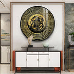 Premium Marble Texture Gold Ring Fish Art acrylic wall painting