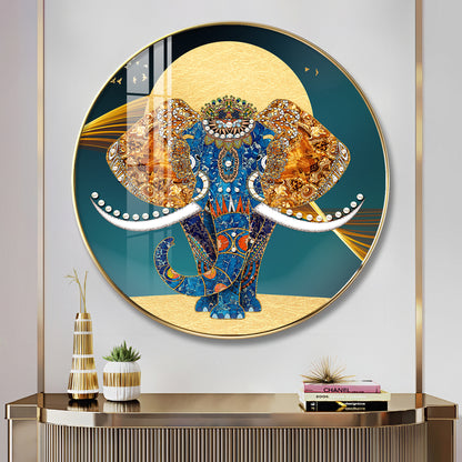 Luxury Royal Elephant Mandala Style Round Art acrylic wall painting