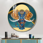 Luxury Royal Elephant Mandala Style Round Art acrylic wall painting