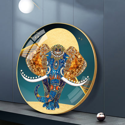 Luxury Royal Elephant Mandala Style Round Art acrylic wall painting