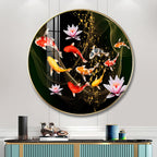 Premium Lotus &  Fish Spiritual Decor Artwork acrylic wall painting